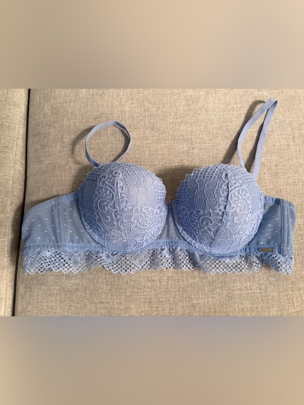 La Vie En Rose Lace Balconette Bra in Light Blue